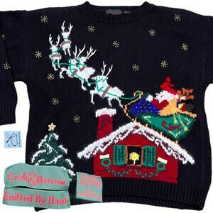 Croft&Barrow Knitted by Hand Santa Sweater Sz L